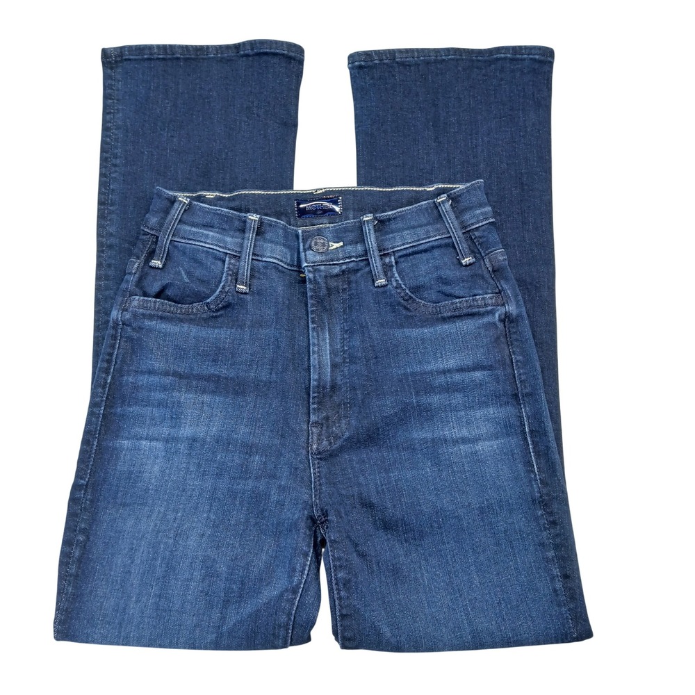 Mother Lil Hustler Ankle Jeans Corner Piece Dark Wash Flare HighRise 24 P307-104
